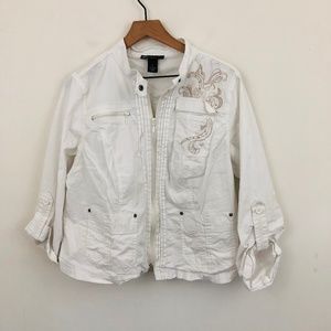 Lane Bryant White Zip Front Jacket